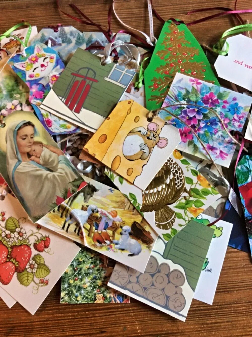 46 Handmade Gift Tags, Assorted Designs & Occasions, Gift Wrapping Tags